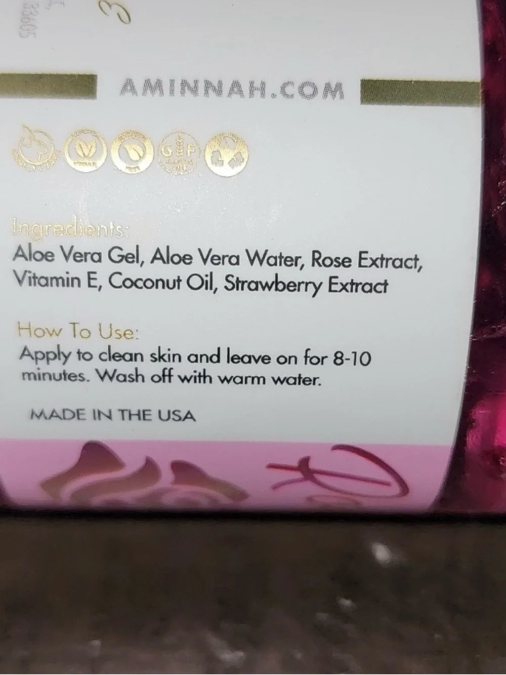 Aminnah- Rose Jelly Face Mask - Pink Hydrating Gel 4oz - Picture 2 of 2